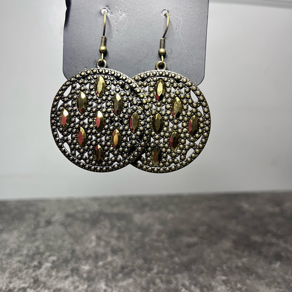 Antique looking Gold Dangle Earrings